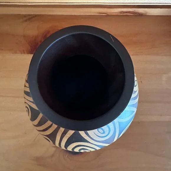 VTG Wooden Global Design Vase 12 in Tall X 10 in Wide X 4.25 in Top Diameter - Picture 3 of 5